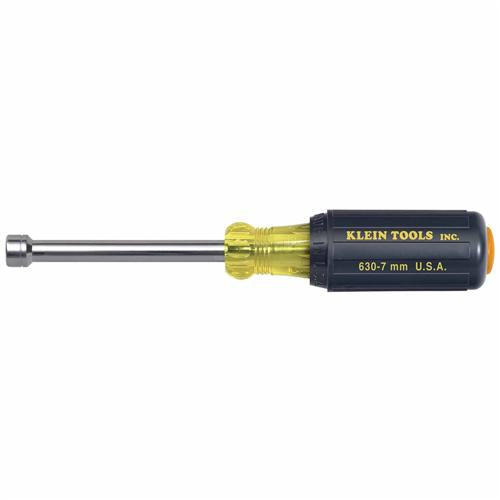 Klein Tools 630-7MM 7 mm Cushion-Grip Hollow-Shank Nut Driver - 3'' (76 mm)-Shank - Ace Tool Group - Klein