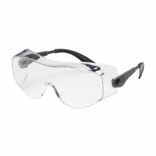 PIP 250-98-0000 Oversite Otg Eyewear, Visitor Specs, Clear Polycarbonate Lens, Anti-Scratch, Black/Gray Non-Slip Ratchet Temples With Adj Length, -12 Pack - Ace Tool Group - Protective Industrial Products