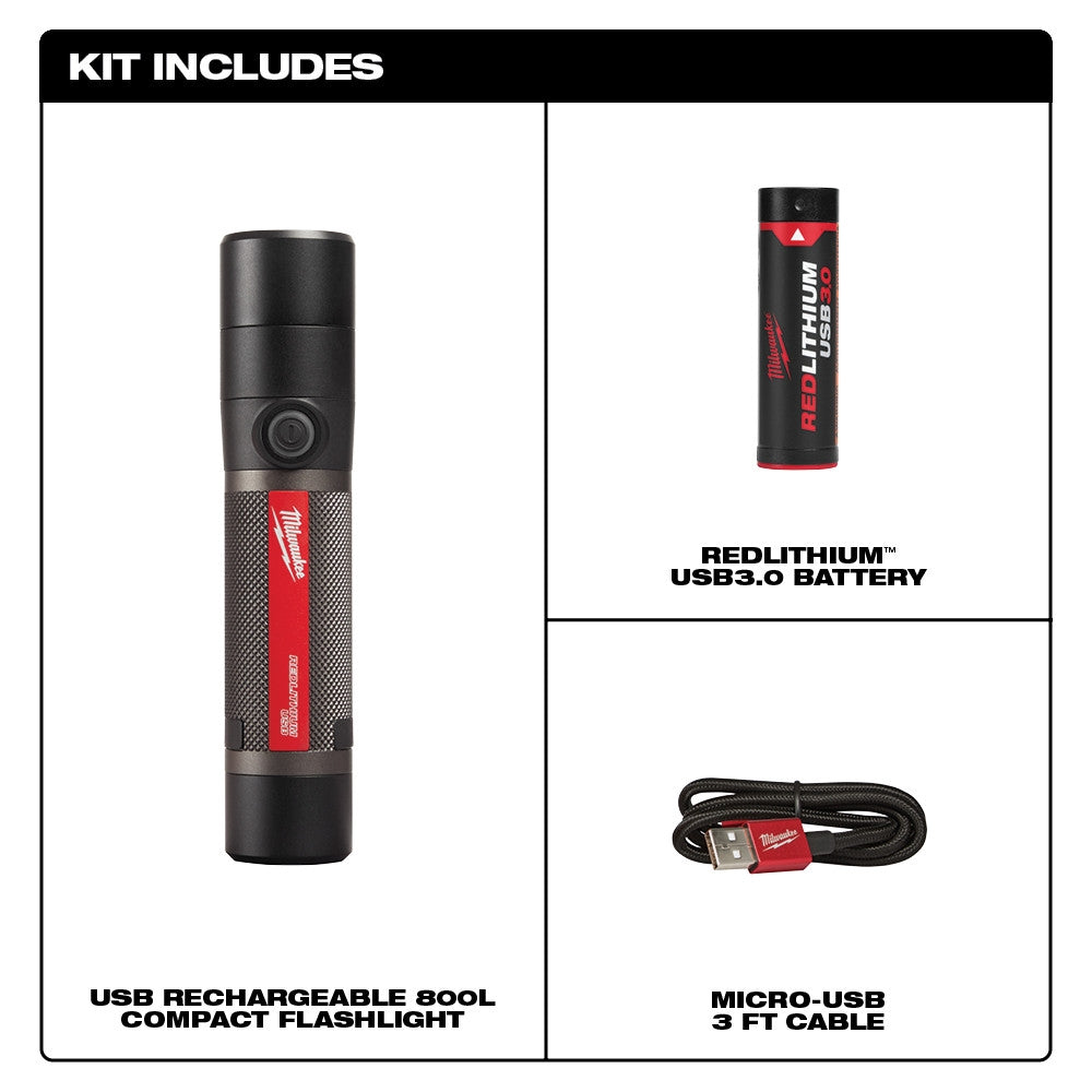 Milwaukee 2160-21 USB 800L Compact Flashlight - Ace Tool Group - Milwaukee