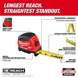 Milwaukee 48-22-1225 25ft Wide Blade Tape Measure 6 Pack - Ace Tool Group - Milwaukee