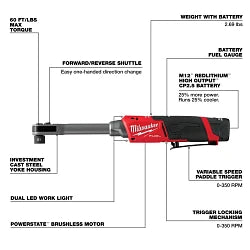 Milwaukee 3050-21 M12 FUEL INSIDER Extended Reach Box Ratchet Kit - Ace Tool Group - Milwaukee