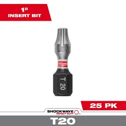 Milwaukee 48-32-4135 SHOCKWAVE Impact Torx T20 Insert Bits 25PK - Ace Tool Group - Milwaukee