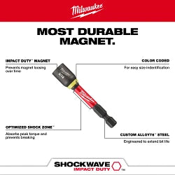 Milwaukee 49-66-4609 SHOCKWAVE Impact Duty 9MM x 2-9/16" Magnetic Nut Driver - Bulk (10) - Ace Tool Group - Milwaukee