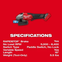 Milwaukee 3674-20 M18 FUEL 7" Variable Speed Braking Grinder - Ace Tool Group - Milwaukee