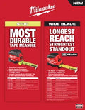 Milwaukee 48-22-1712 12ft Compact Tape Measure 6 Pack - Ace Tool Group - Milwaukee