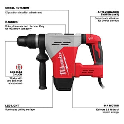 Milwaukee 5517-21 1-9/16 in. SDS Max Rotary Hammer - Ace Tool Group - Milwaukee