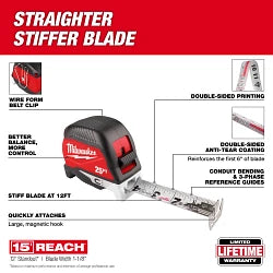 Milwaukee 48-22-1027M 25ft Electrician's Magnetic Tape Measure 6 Pack - Ace Tool Group - Milwaukee