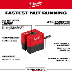 Milwaukee 48-32-2391 SHOCKWAVE Impact Duty 3/8" Threaded Rod Nut Runner - Ace Tool Group - Milwaukee