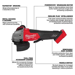 Milwaukee 2880-20 M18 FUEL 4-1/2/5 Grinder - Ace Tool Group - Milwaukee