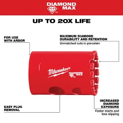 Milwaukee 49-56-5625  1-3/8" Diamond Max Hole Saw - Ace Tool Group - Milwaukee