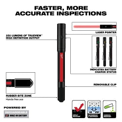 Milwaukee 2010R Milwaukee Rechargeable 250L Penlight w/ Laser - Ace Tool Group - Milwaukee