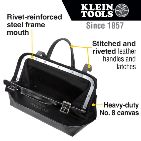 Klein 510212BLK Tool Bag, Black Canvas, 12-Inch - Ace Tool Group - Klein