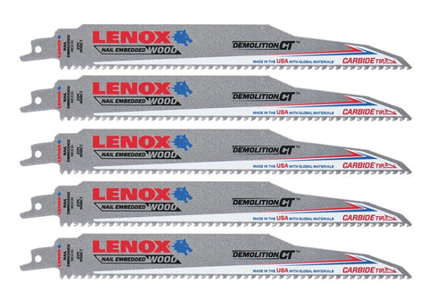 Lenox 1832144 5 Pack 9-in 6-TPI Carbide Recipro Blade - Ace Tool Group - Lenox