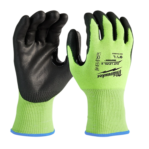 Milwaukee 12 Pack High-Visibility Cut Level 2 Polyurethane Dipped Gloves - Ace Tool Group - Milwaukee