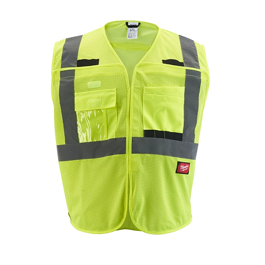 Milwaukee 48-73-5124 Class 2 Breakaway High Visibility Yellow Mesh Safety Vest - 4XL/5XL 12 Pack