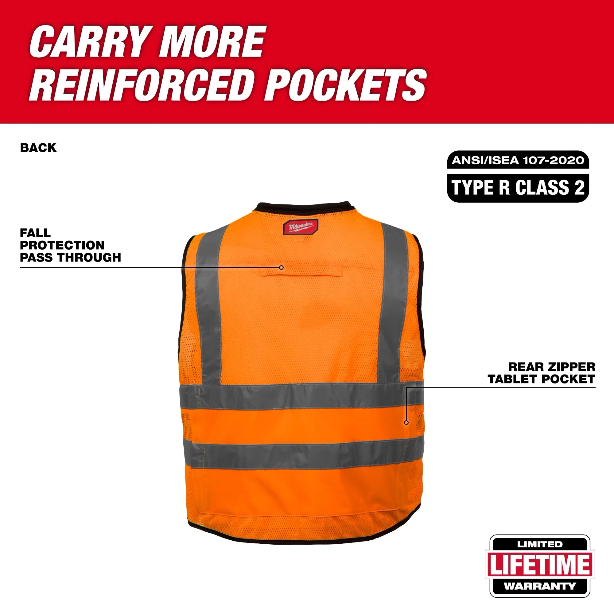 Milwaukee 48-73-5051 High Visibility Orange Performance Safety Vest - S/M 12 Pack - Ace Tool Group - Milwaukee