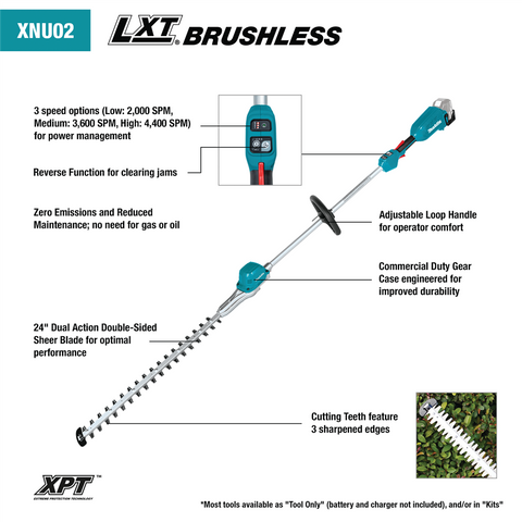 18V LXT Lithium-Ion Brushless Cordless 24" Pole Hedge Trimmer (Tool Only) - Ace Tool Group - Makita