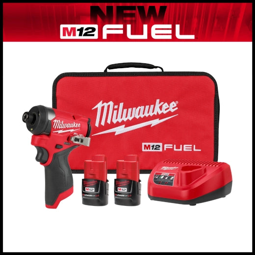 Milwaukee 3453-22 M12 FUEL 1/4 in. Hex Impact Kit - Ace Tool Group - Milwaukee