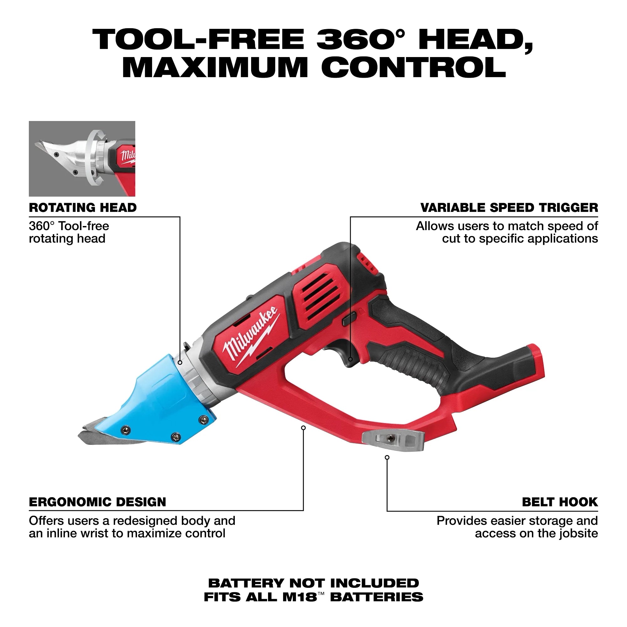Milwaukee 2636-20 M18 14 Gauge Double Cut Shear - Ace Tool Group - Milwaukee