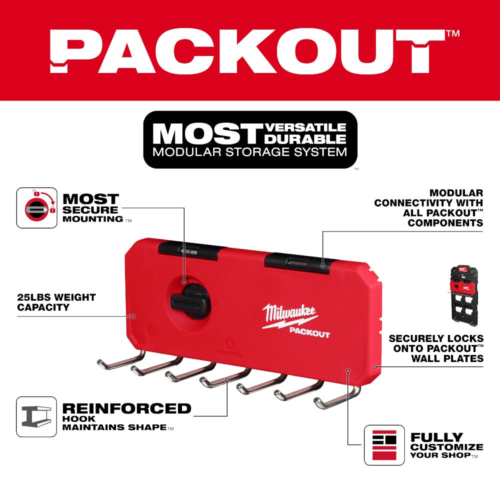 Milwaukee 48-22-8328 PACKOUT  7-Hook Rack 5 Pack - Ace Tool Group - Milwaukee