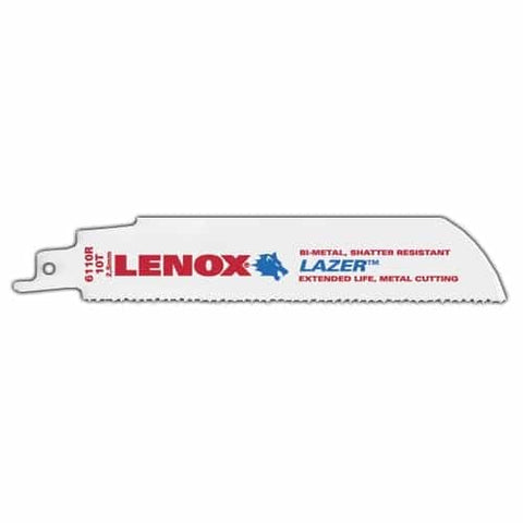 Lenox Lazer Metal Cutting Reciprocating Saw Blade Bi-Metal 6-Inch 10 Tpi 25/Pk - Ace Tool Group - Lenox