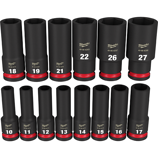 Milwaukee 49-66-7014 14PCSHOCKWAVE Impact Duty 1/2" Drive Metric Deep 6 Point Socket Set - Ace Tool Group - Milwaukee