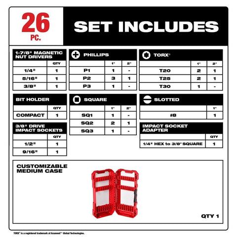 Milwaukee 48-32-4408 SHOCKWAVE Impact Duty Drive & Fasten Set - 26PC - Ace Tool Group - Milwaukee