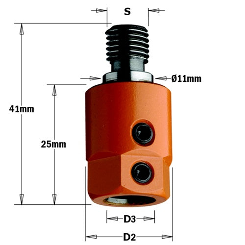 CMT 305.000.02 Boring Bit Adaptor, 10mm Bit Diameter - Ace Tool Group - CMT
