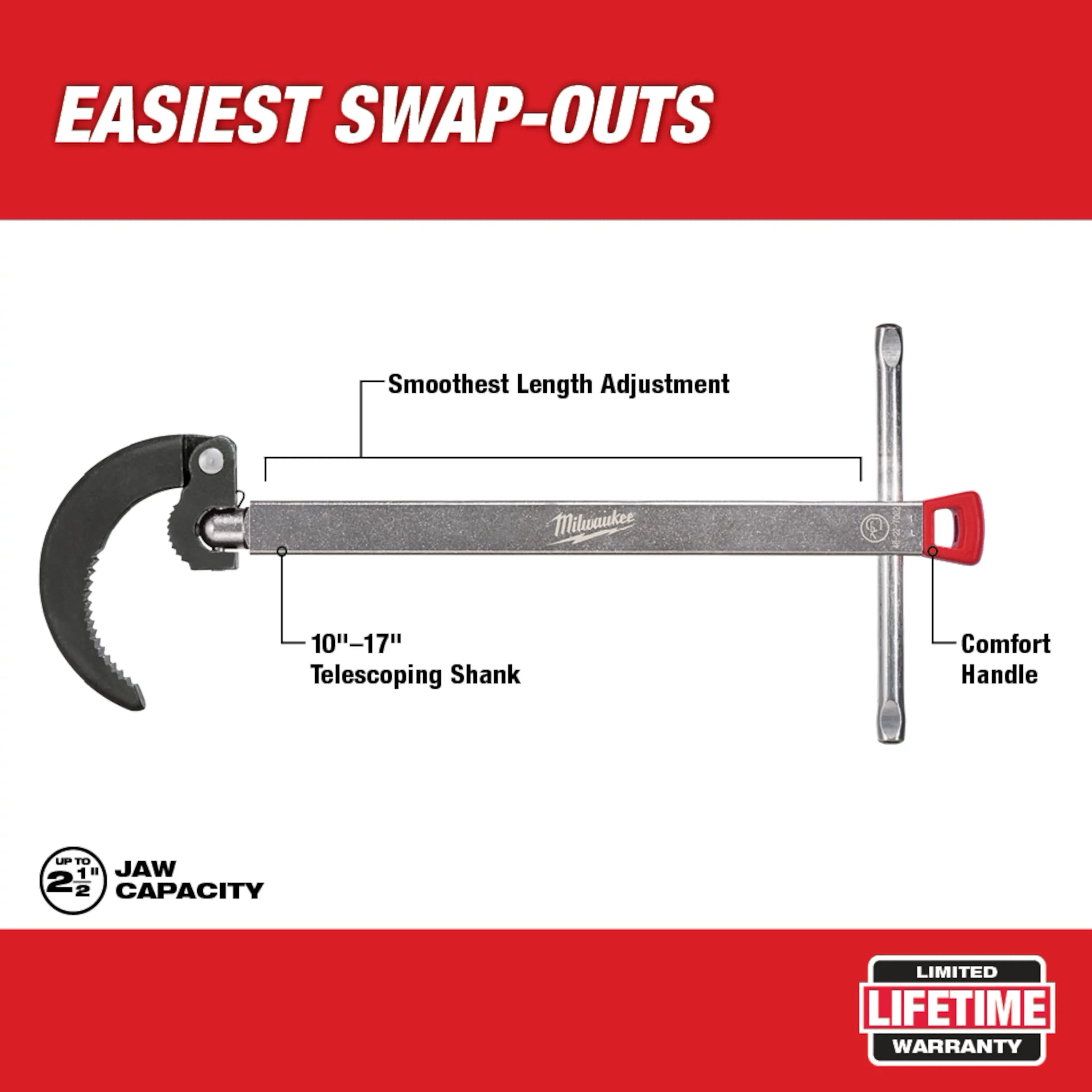 Milwaukee 48-22-7002 Basin Wrench 2.5 in. Capacity - Ace Tool Group - Milwaukee