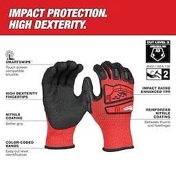 Milwaukee 48-73-8130 Impact Cut 3 Nitrile Dip Glove - Ace Tool Group - Milwaukee