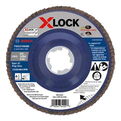 Bosch FDX2745080 4-1/2 In. X-LOCK 80 Grit Flap Disc - Ace Tool Group - Bosch