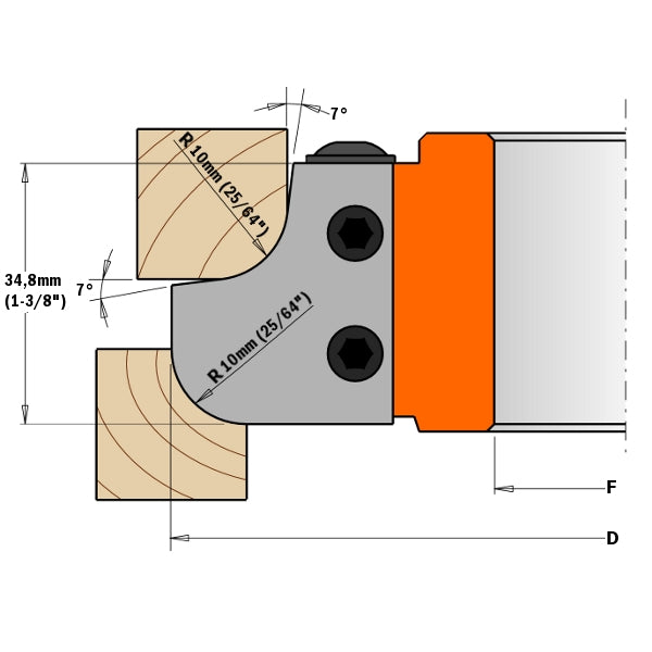 CMT 695.007.12 Pair of Knives for Roundover and Cove Cutter Head, 25/64-Inch Radius - Ace Tool Group - CMT