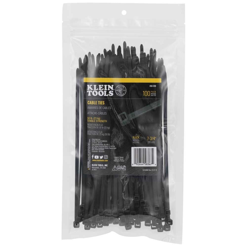 Klein 450-200 Cable Ties, 7.75-Inch, Black - Ace Tool Group - Klein