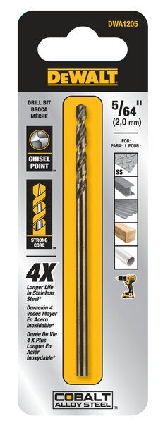 Dewalt Dwa1205 - 5/64" Cobalt Drill Split Point 5 - Ace Tool Group - DeWalt