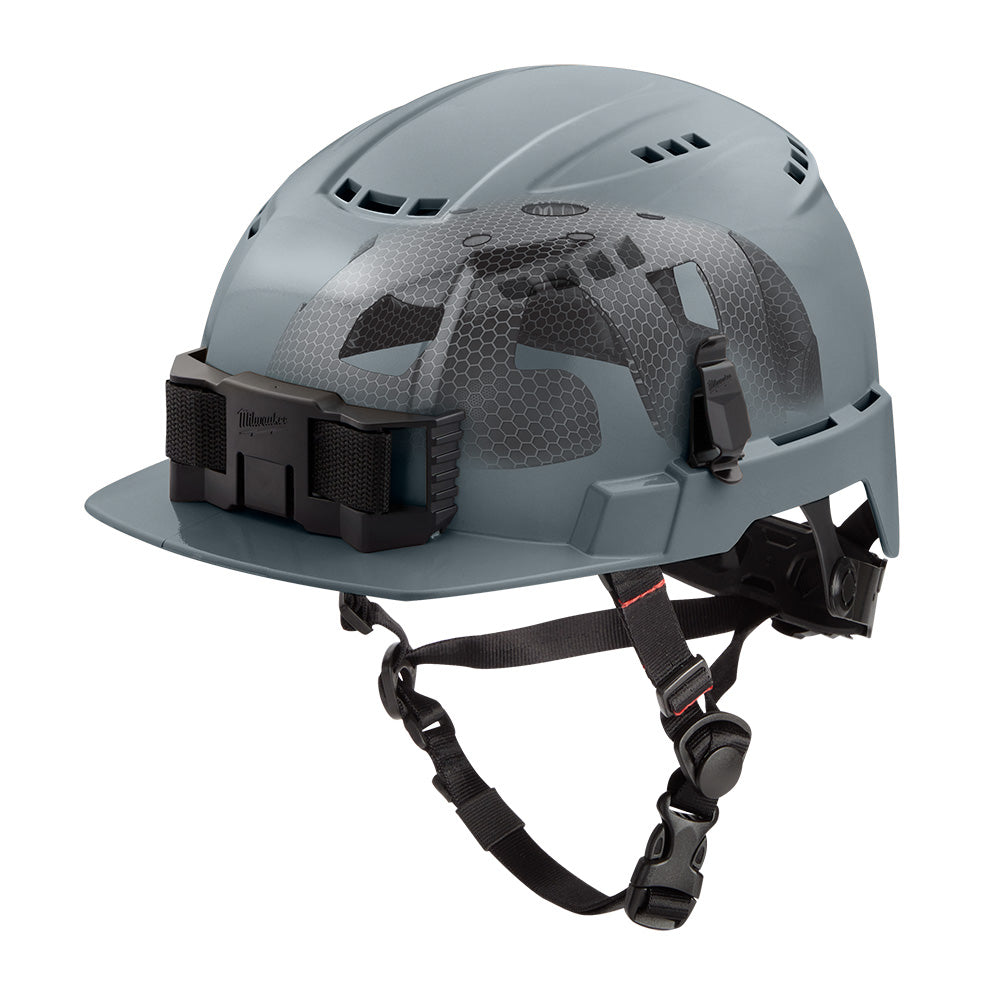 Milwaukee 48-73-1380 BOLT Gray Front Brim Vented Safety Helmet with IMPACT ARMOR Liner (USA) - Type 2, Class C - Ace Tool Group - Milwaukee