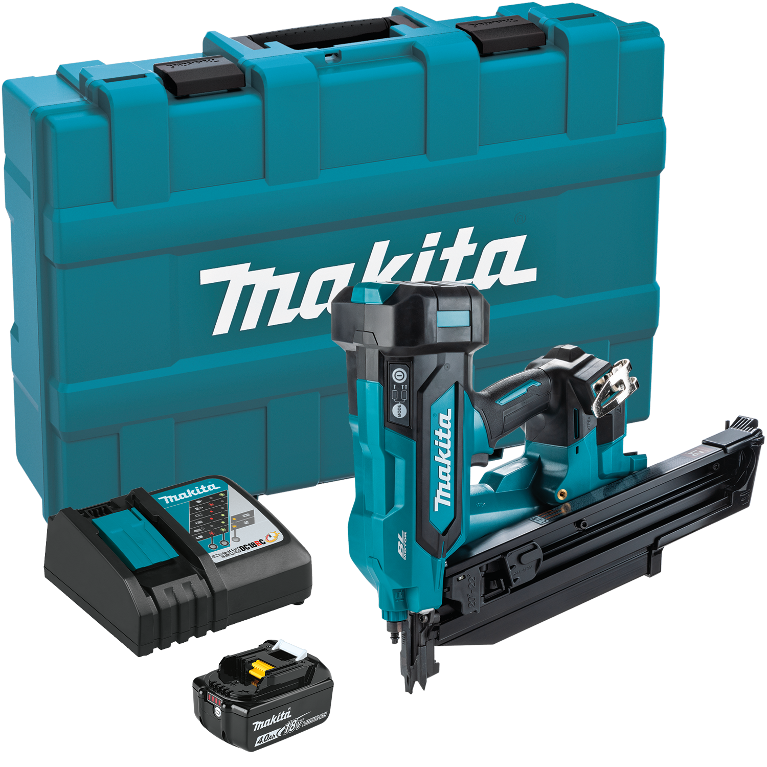Makita XNB03M1 18V LXT® Lithium‑Ion Brushless Cordless 21º Full Round Head 3‑1/2" Framing Nailer Kit (4.0Ah)