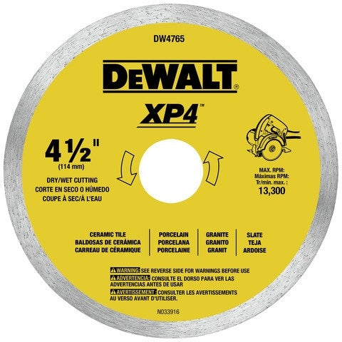 Dewalt Dw4765 4-1/2" Porcelain Tile Blade - Ace Tool Group - DeWalt