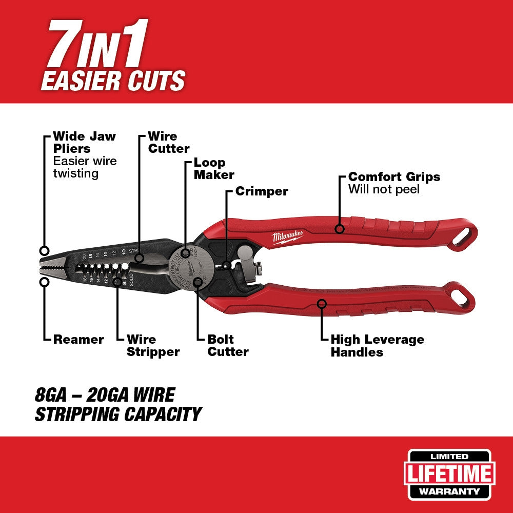 Milwaukee 48-22-3078 7 in 1 High-Leverage Pliers - Ace Tool Group - Milwaukee