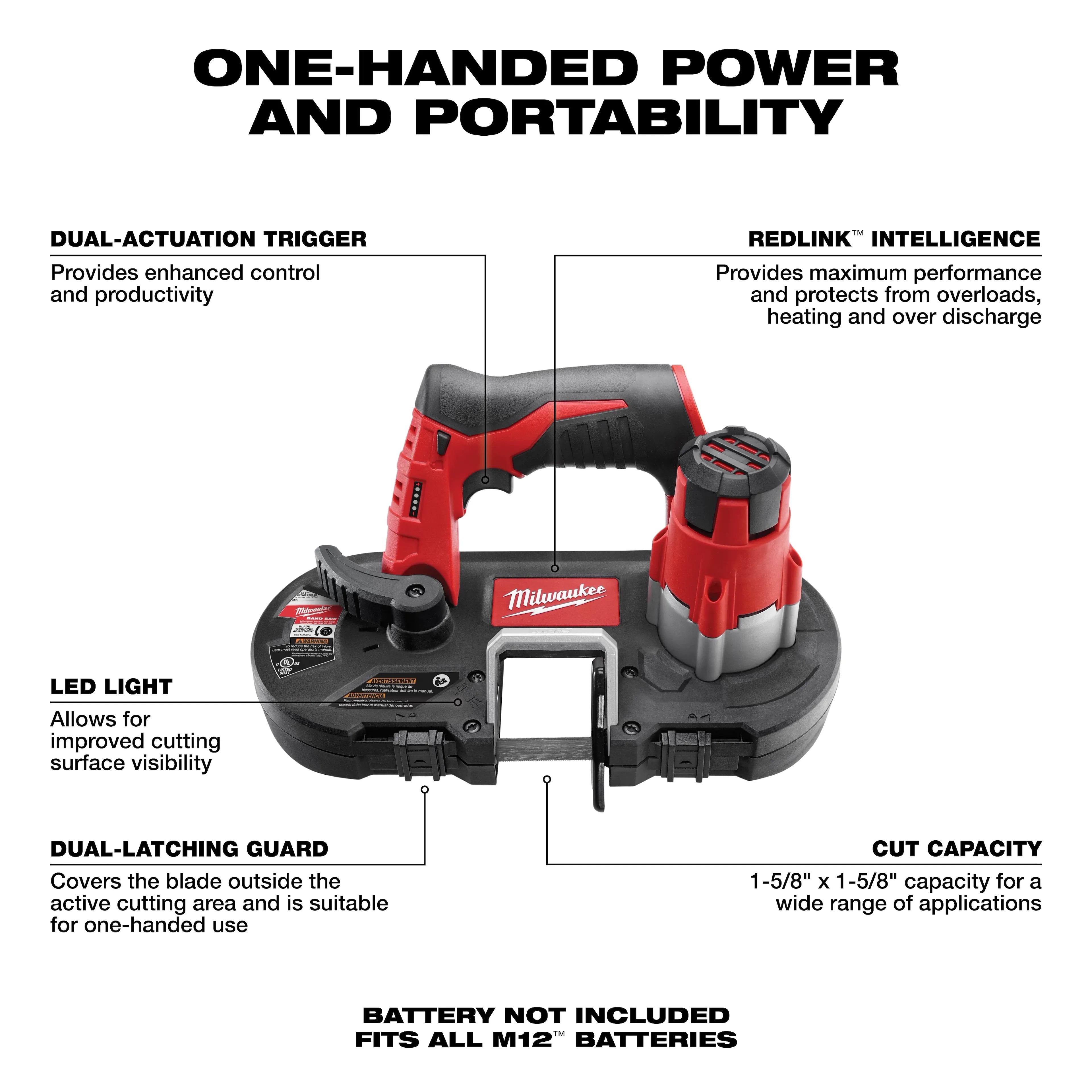 Milwaukee 2429-20 M12 Cordless Sub-Compact Band Saw - Ace Tool Group - Milwaukee