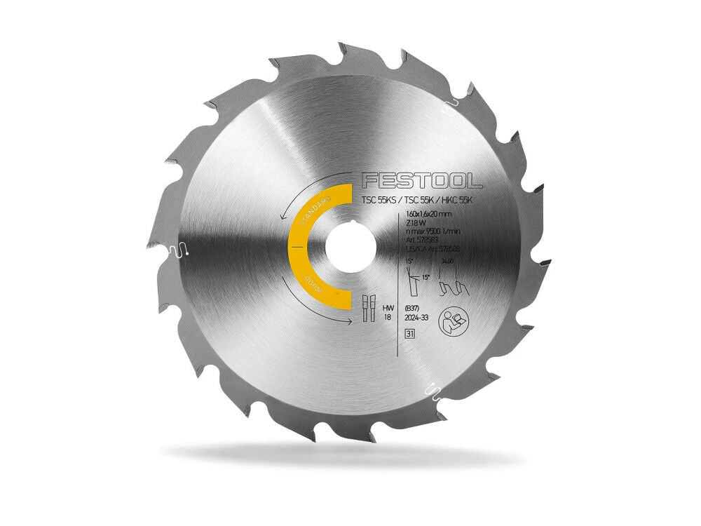 Festool 578588 Saw Blade WOOD STANDARD HW 160x1,6x20 W18