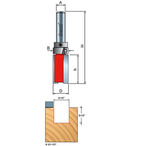 Freud Tools 9/16" (Dia.) Top Bearing Flush Trim Bit - Ace Tool Group - Freud