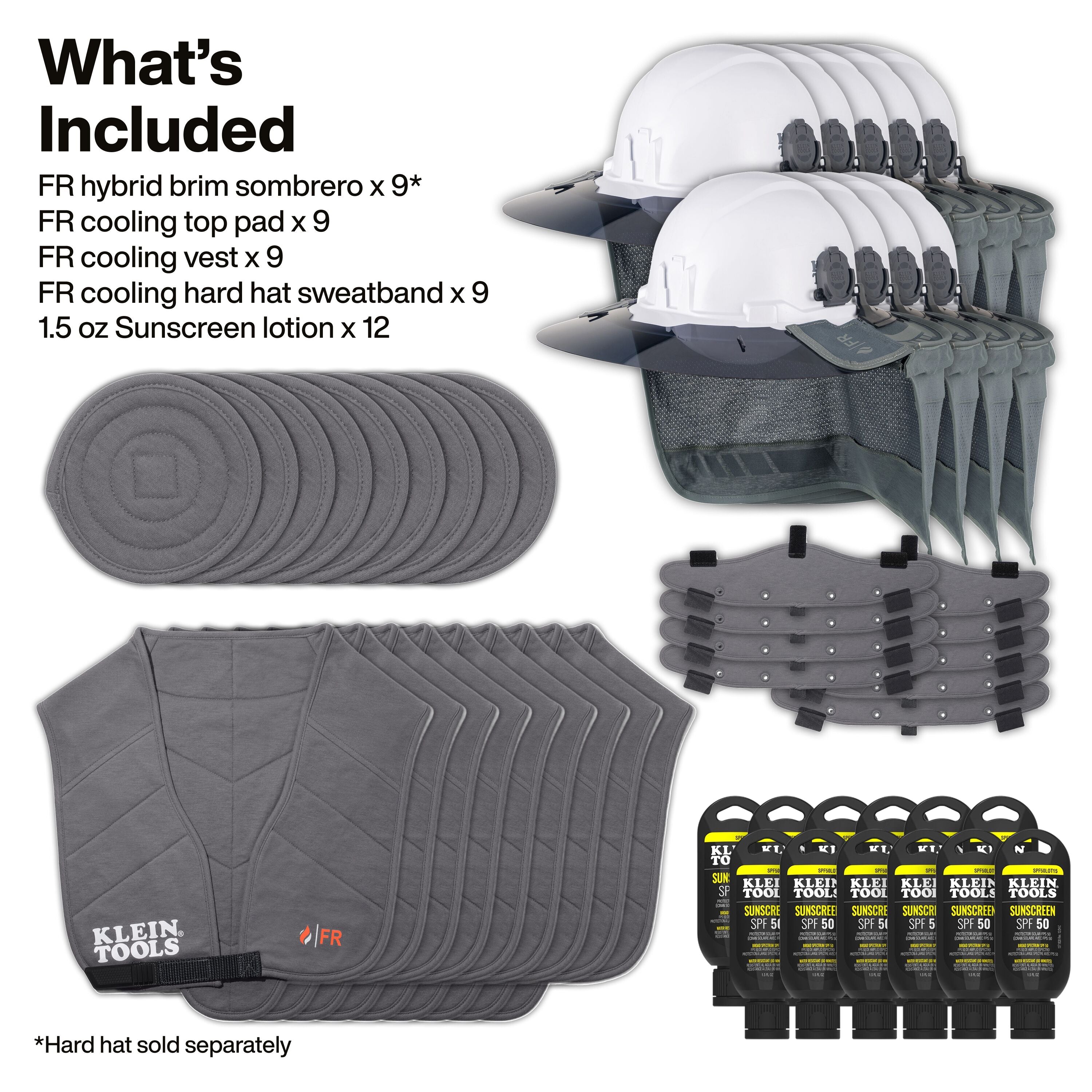 Klein FRSUMKIT1 Flame-Resistant Summer Set, Hybrid Brim, 48-Piece - Ace Tool Group - Klein