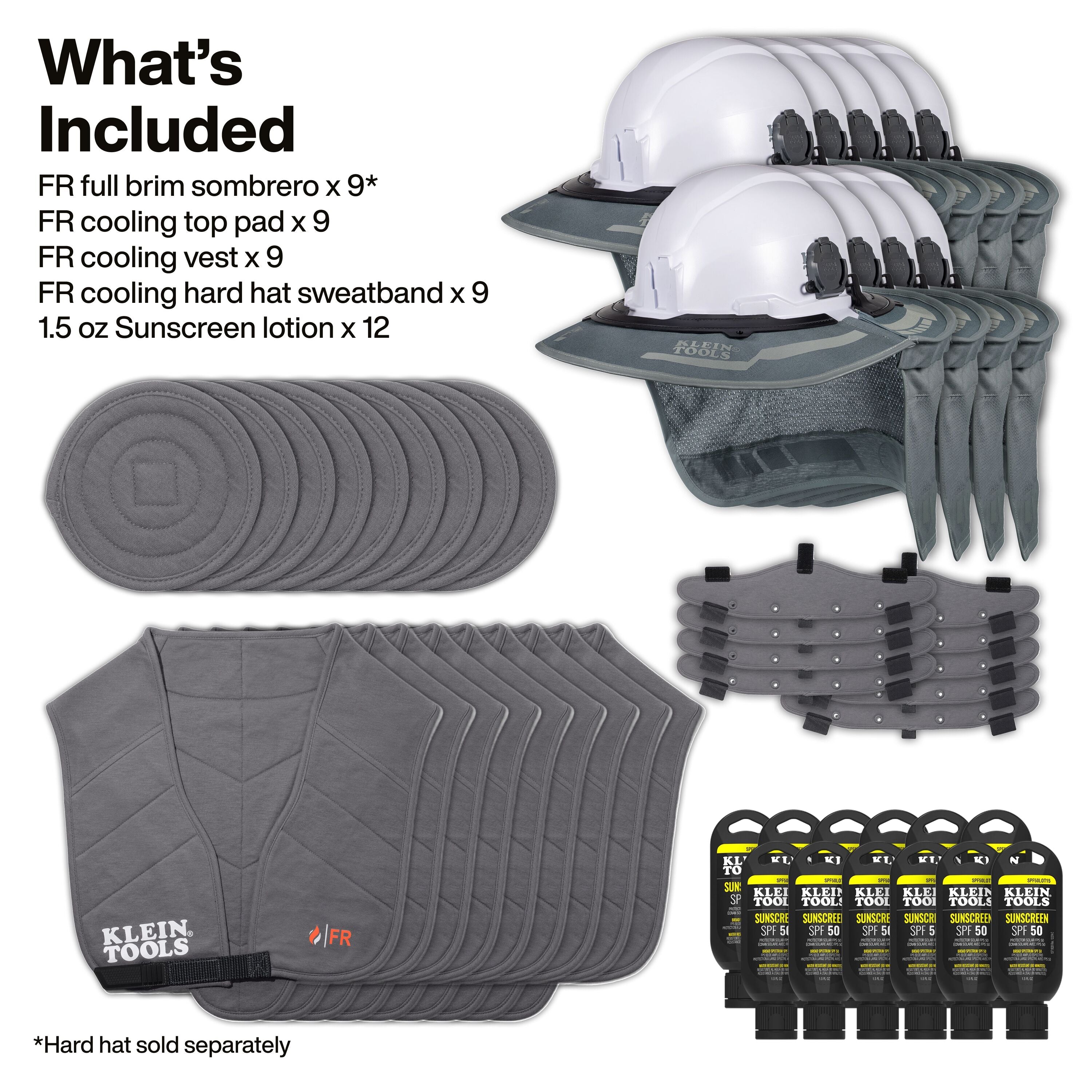 Klein FRSUMKIT2 Flame-Resistant Summer Set, Full Brim, 48-Piece - Ace Tool Group - Klein