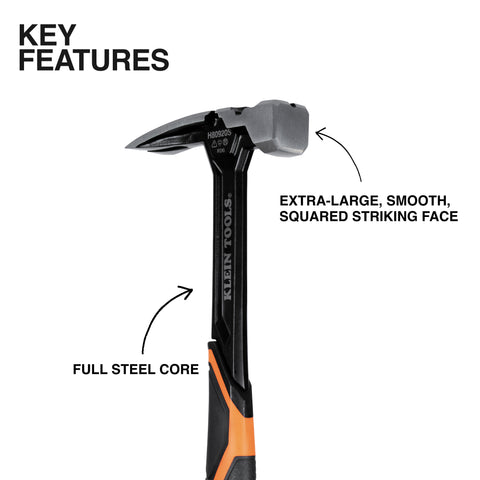 Klein H80920S Smooth Face Steel Claw Hammer, 20-Ounce - Ace Tool Group - Klein Tools