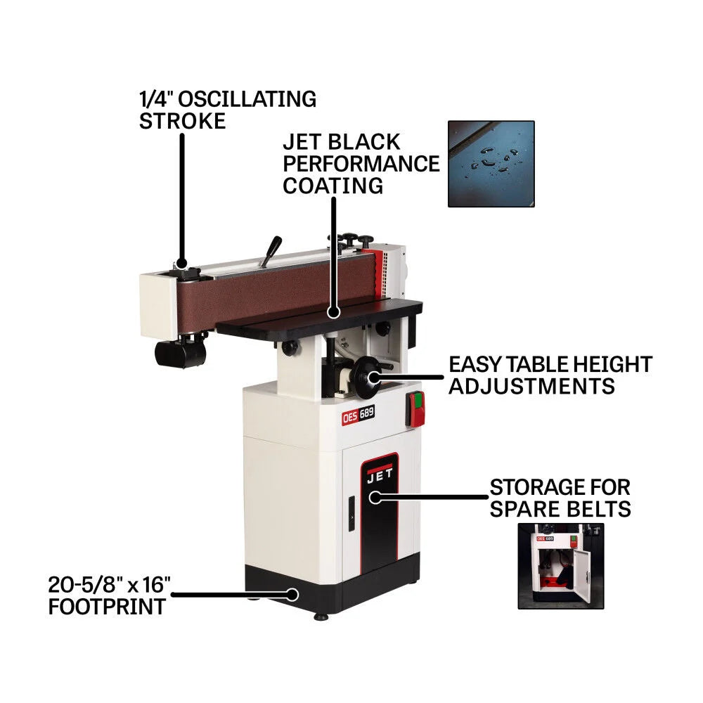 JET JT1-1372 Black 6 Inch x 89 Inch Oscillating Belt Edge Sander, 1.75HP, 1PH, 115/230V - Ace Tool Group - JET