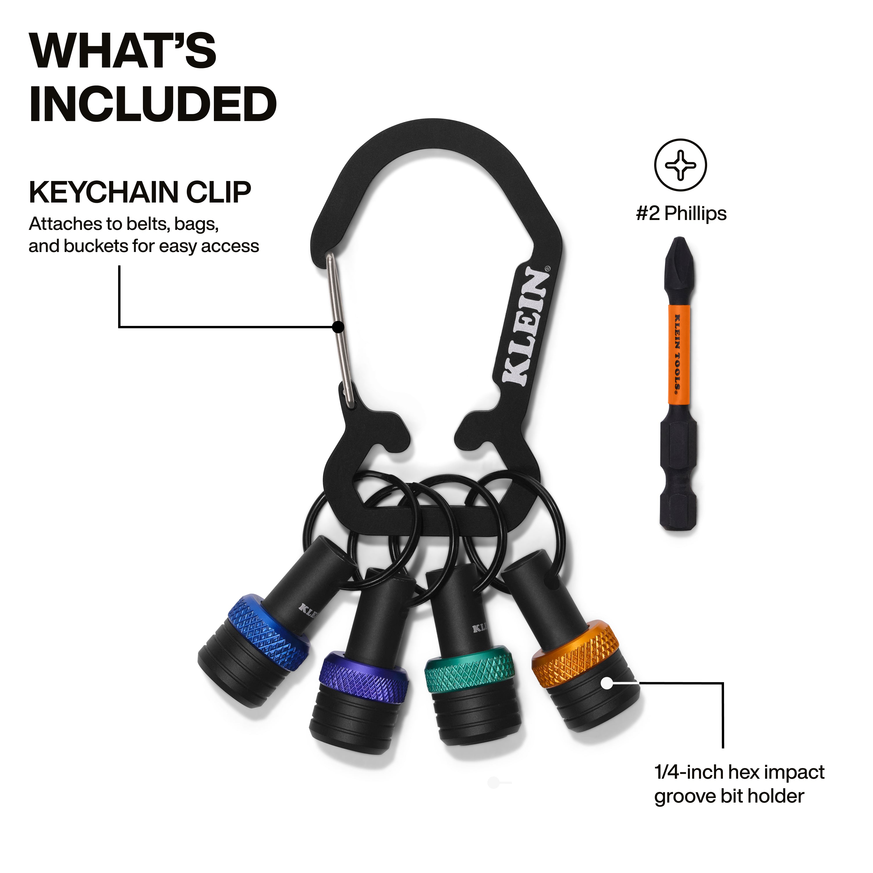 Klein K33850 Bit Holder Keychain Set, 5-Piece - Ace Tool Group - Klein