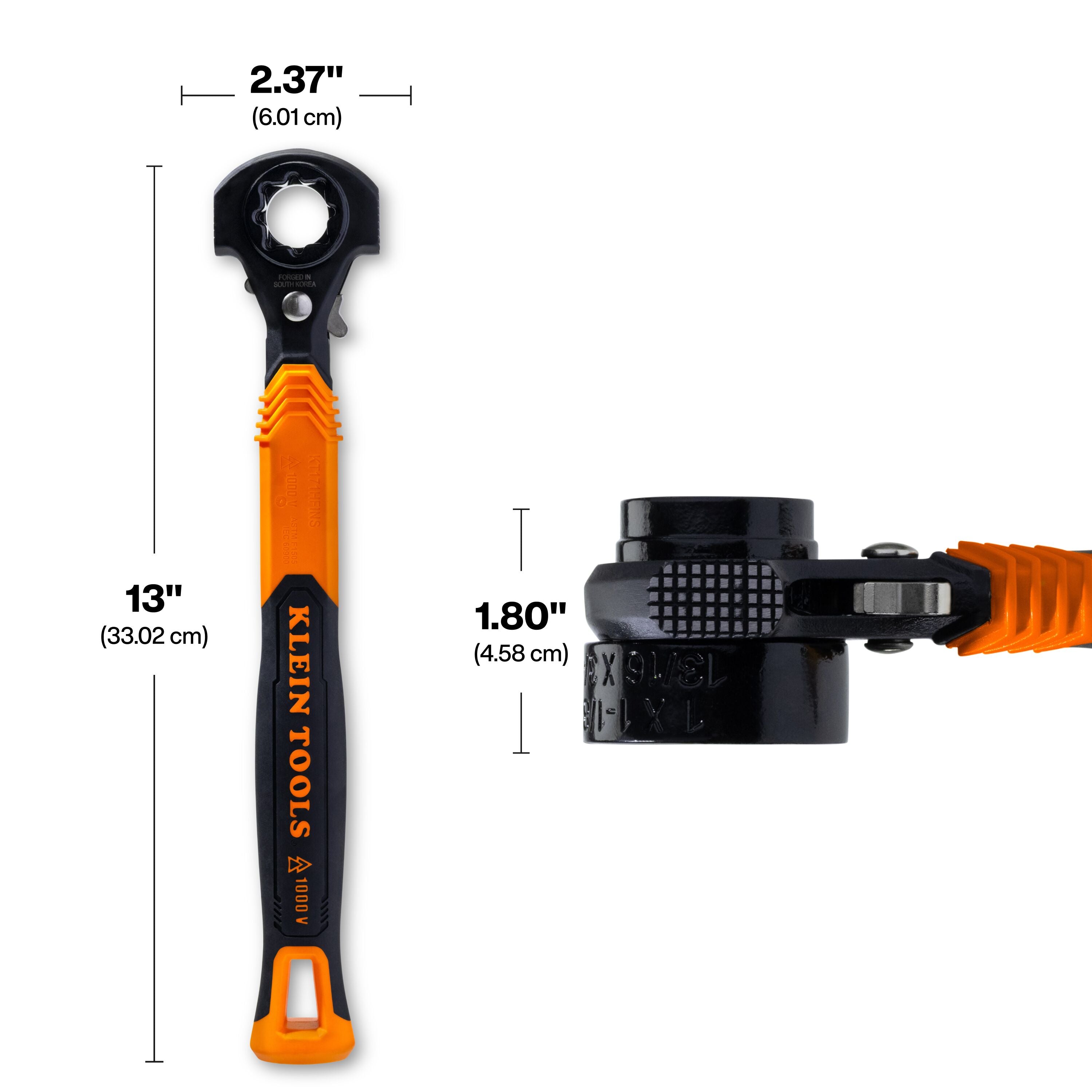 Klein KLE-KT171HFINS 5-in-1 Hammer Facing Insulated Lineman Wrench - Ace Tool Group - Klein Tools