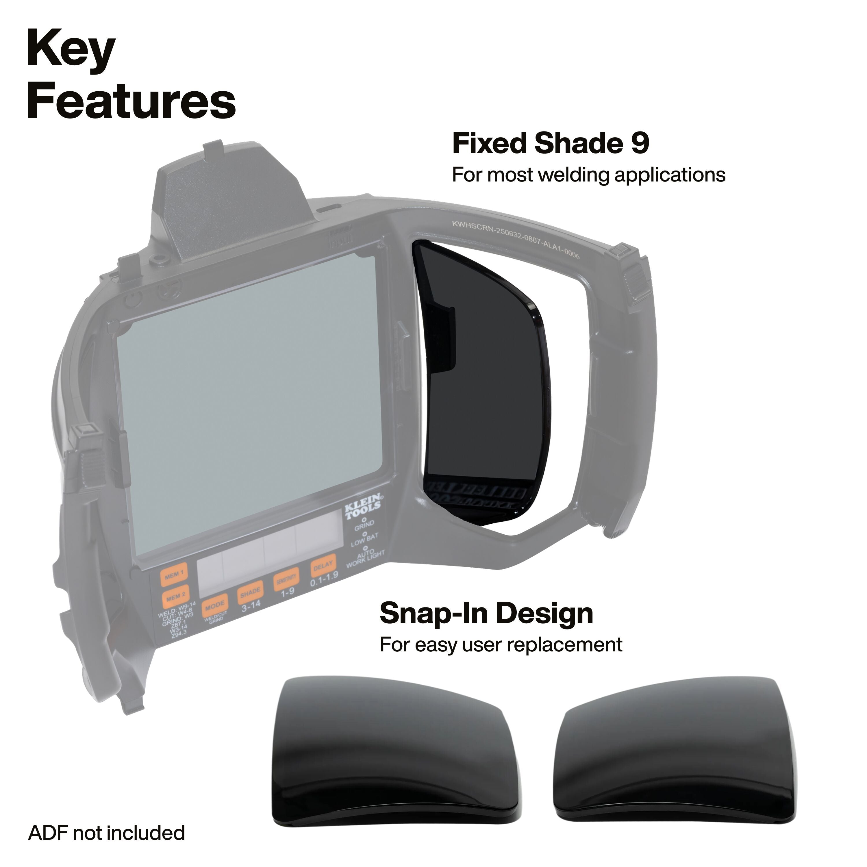 Klein KWSIDEWIN Phoenix™ Series Panoramic Welding Helmet Side Window Replacement - Ace Tool Group - Klein