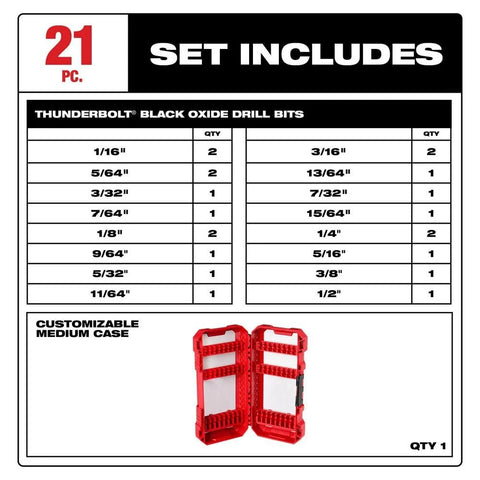 Milwaukee 48-89-2801 BIT 21 Piece Thunderbolt Black Oxide Drill Bit Set - Ace Tool Group - Milwaukee