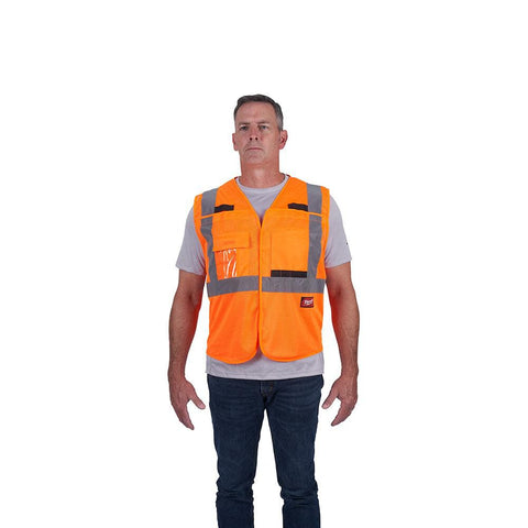 Milwaukee 48-73-5178 Class 2 Breakaway High Visibility Orange Mesh Safety Vest - 4XL/5XL (CSA) 12 Pack - Ace Tool Group - Milwaukee